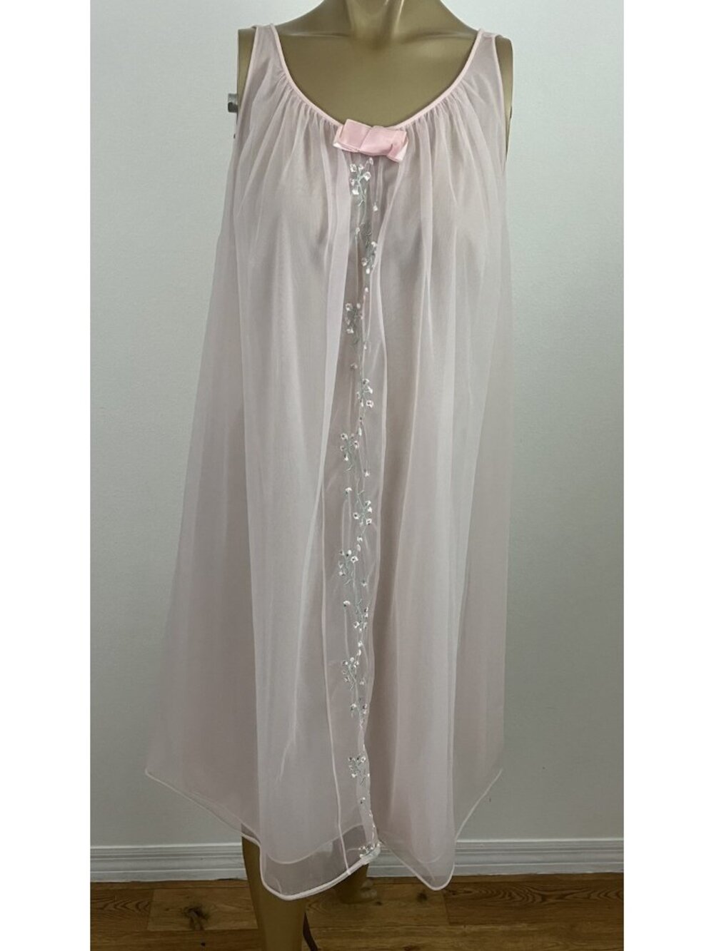 Vintage Vanity Fair Women's S Pink Double Layer Chiffon Gown Nightgown